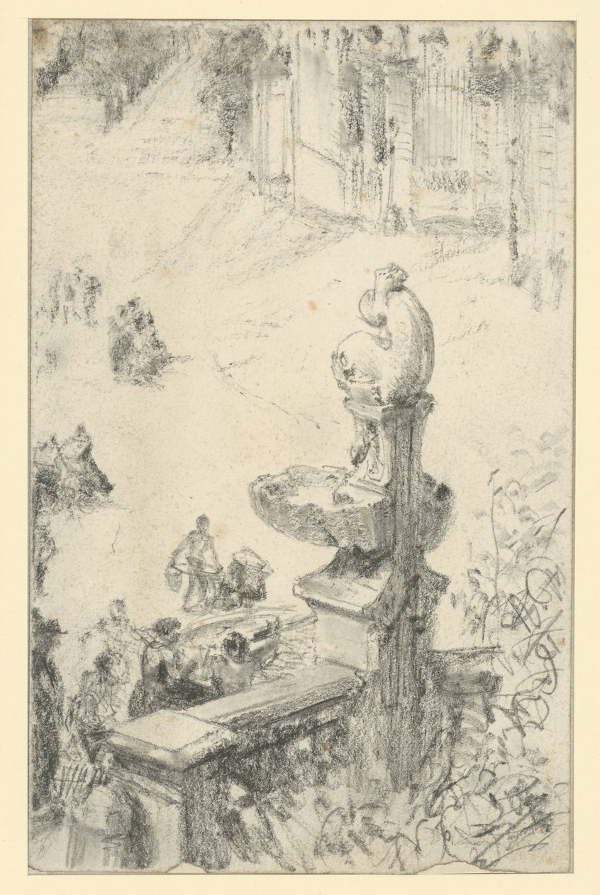 Barokkityylinen suihkulähde Dresdenissä () tekijältä Adolph Menzel