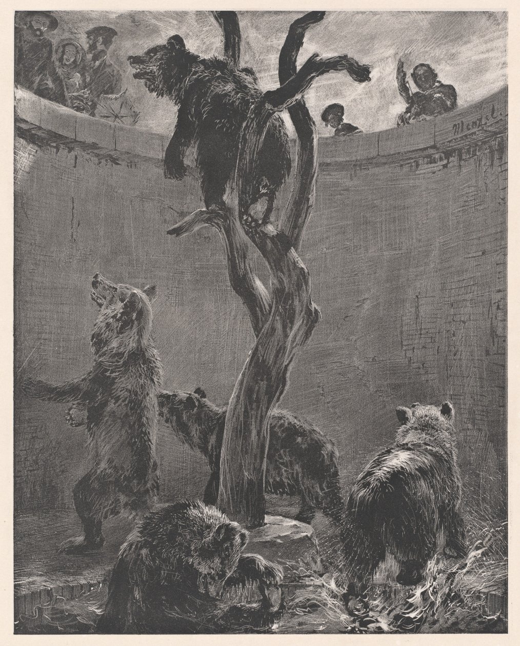 Karhukuoppa eläintarhassa tekijältä Adolph Menzel