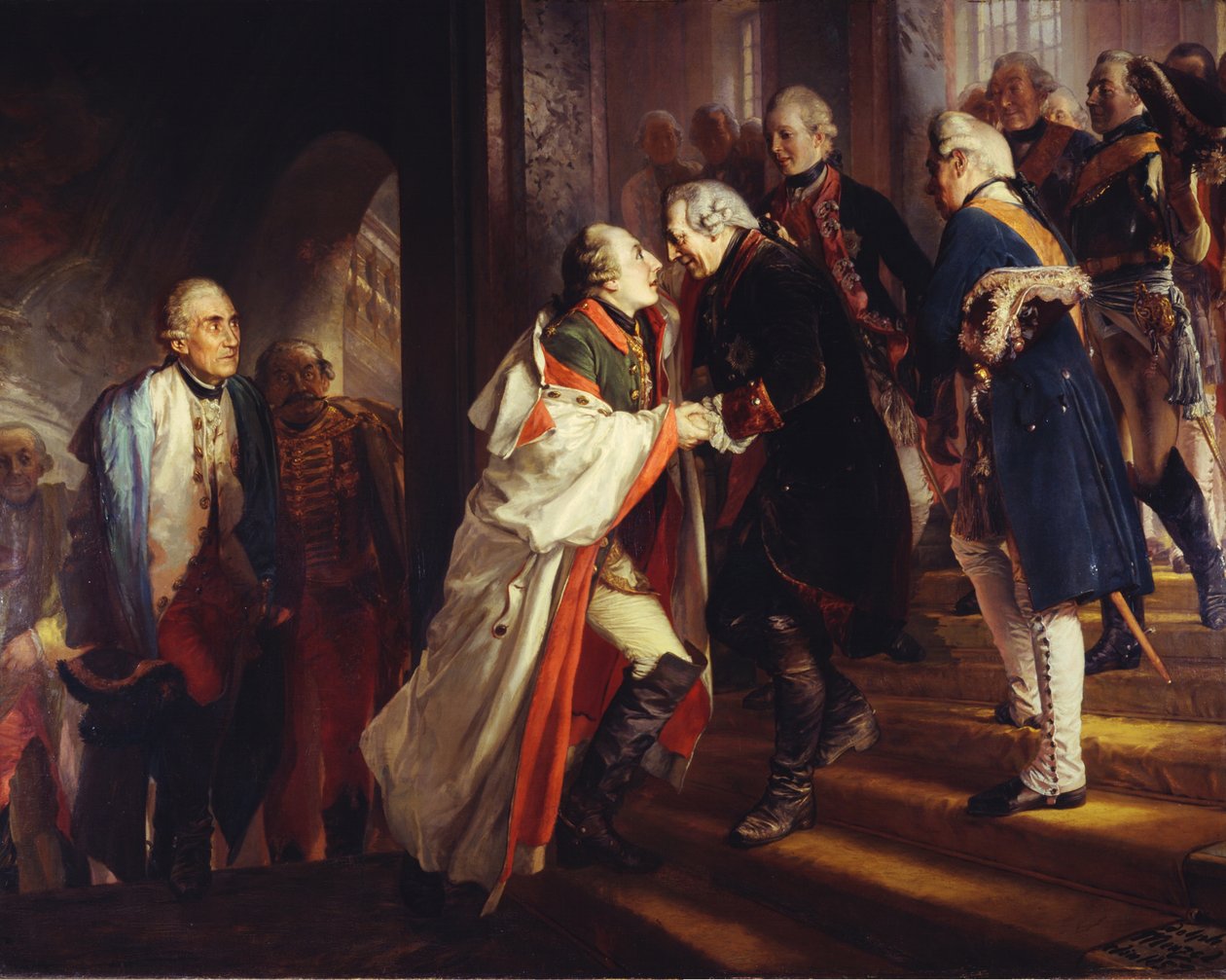 Fredrik II:n ja keisari Joseph II:n tapaaminen Neißessä vuonna 1769 tekijältä Adolph Menzel
