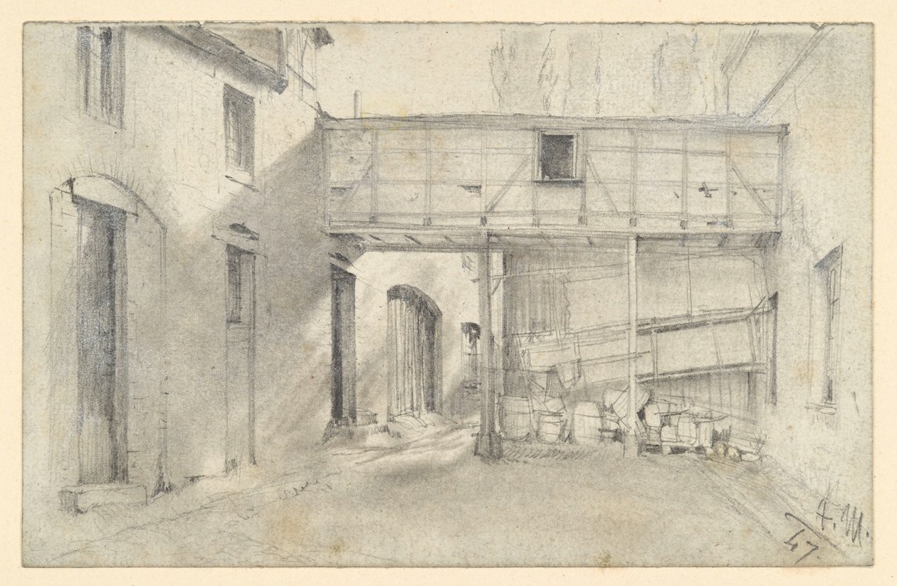 Näkymä sisäpihalle tekijältä Adolph Menzel