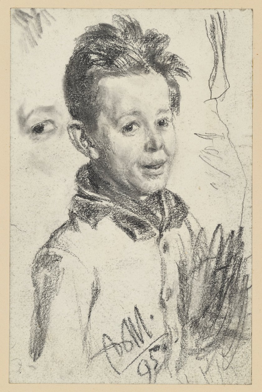 Oikealle katsovan pojan rintakuva, silmätutkielmia tekijältä Adolph Menzel