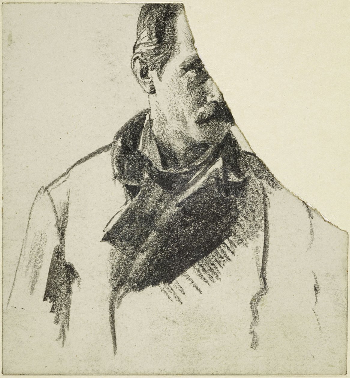 Rintakuva viiksekkäästä miehestä, jonka pää on kääntynyt oikealle tekijältä Adolph Menzel