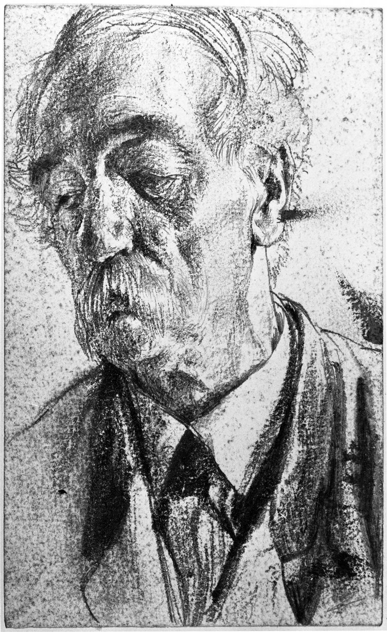 Vanhemman, viiksekkään miehen rintakuva tekijältä Adolph Menzel
