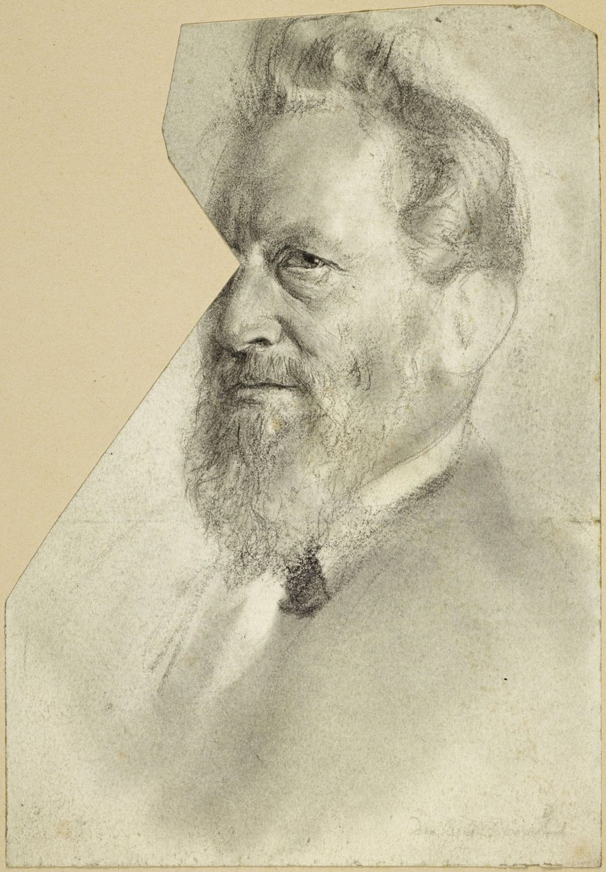 Vasemmalle katsovan parrakkaan miehen rintakuva tekijältä Adolph Menzel