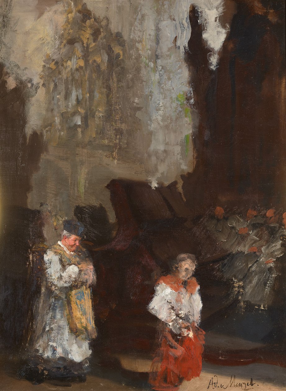 Kuorotuolit Mainzin katedraalissa. Keskeneräinen tekijältä Adolph Menzel