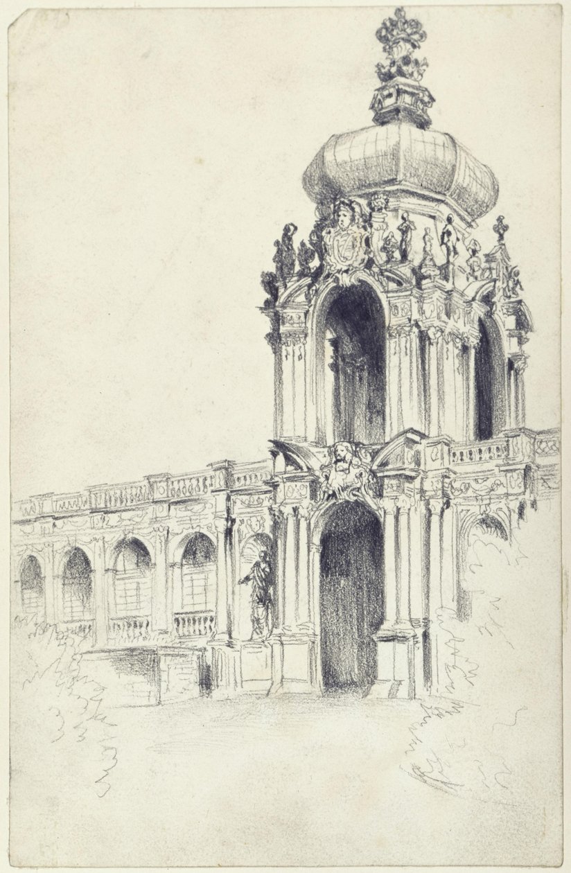 Dresdenin Zwingerin kruunuportti tekijältä Adolph Menzel