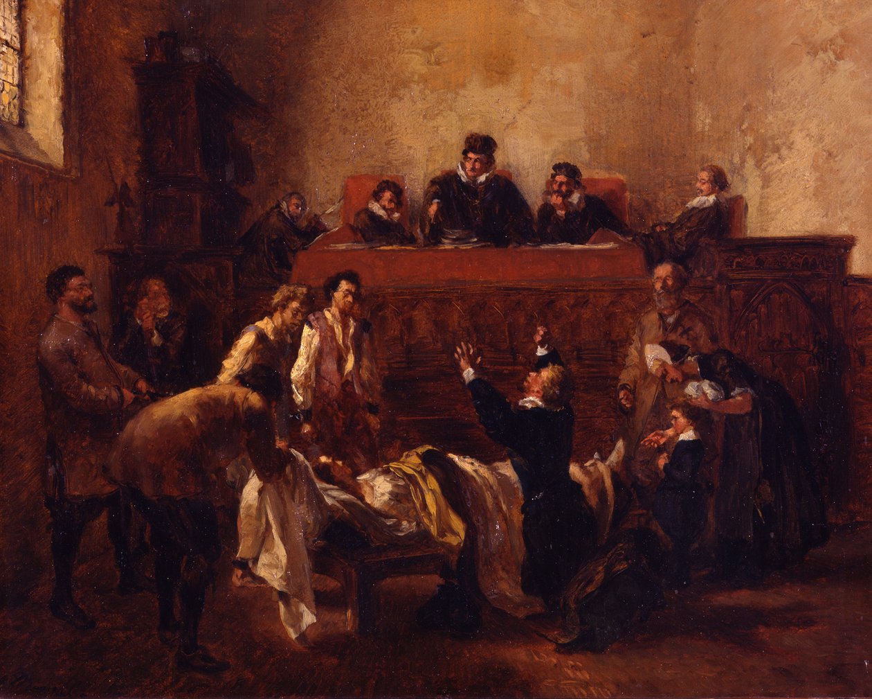 Oikeudenkäyntipäivä. Luonnos tekijältä Adolph Menzel