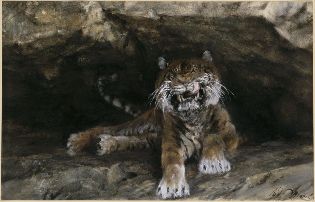 Tiikeri. Teoksesta ”Lastenalbumi” tekijältä Adolph Menzel