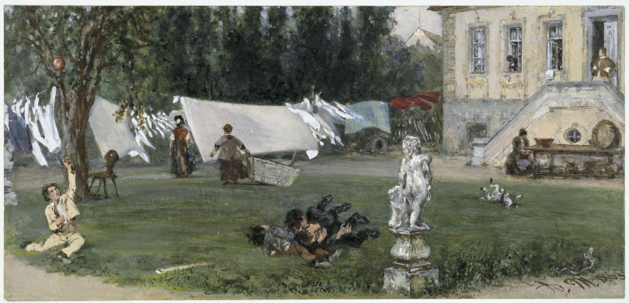Kuivauspaikka. "Lastenalbumista" tekijältä Adolph Menzel