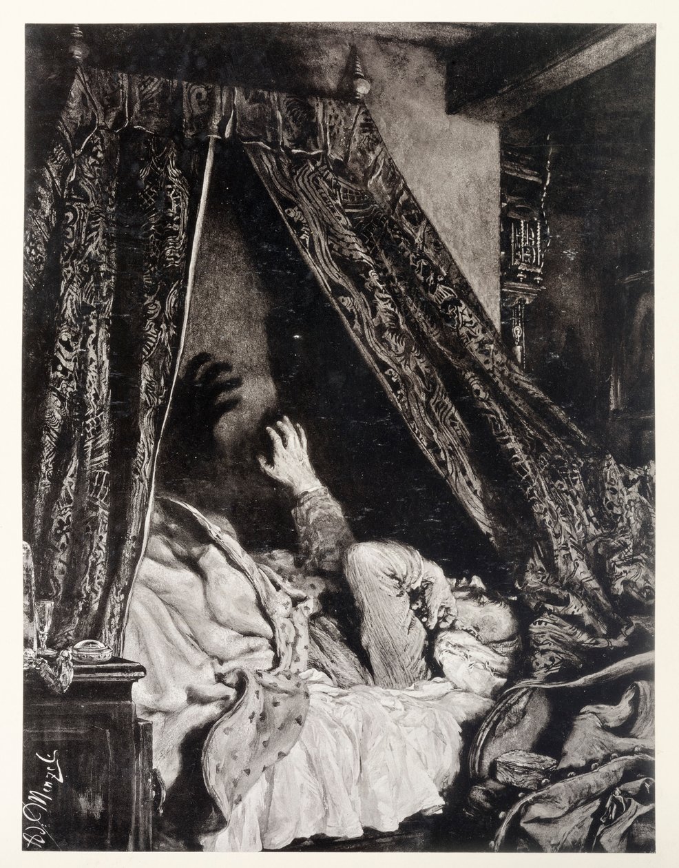 Aadamin tuskallinen uni Heinrich von Kleistin teokseen "Särkynyt ruukku" tekijältä Adolph Menzel