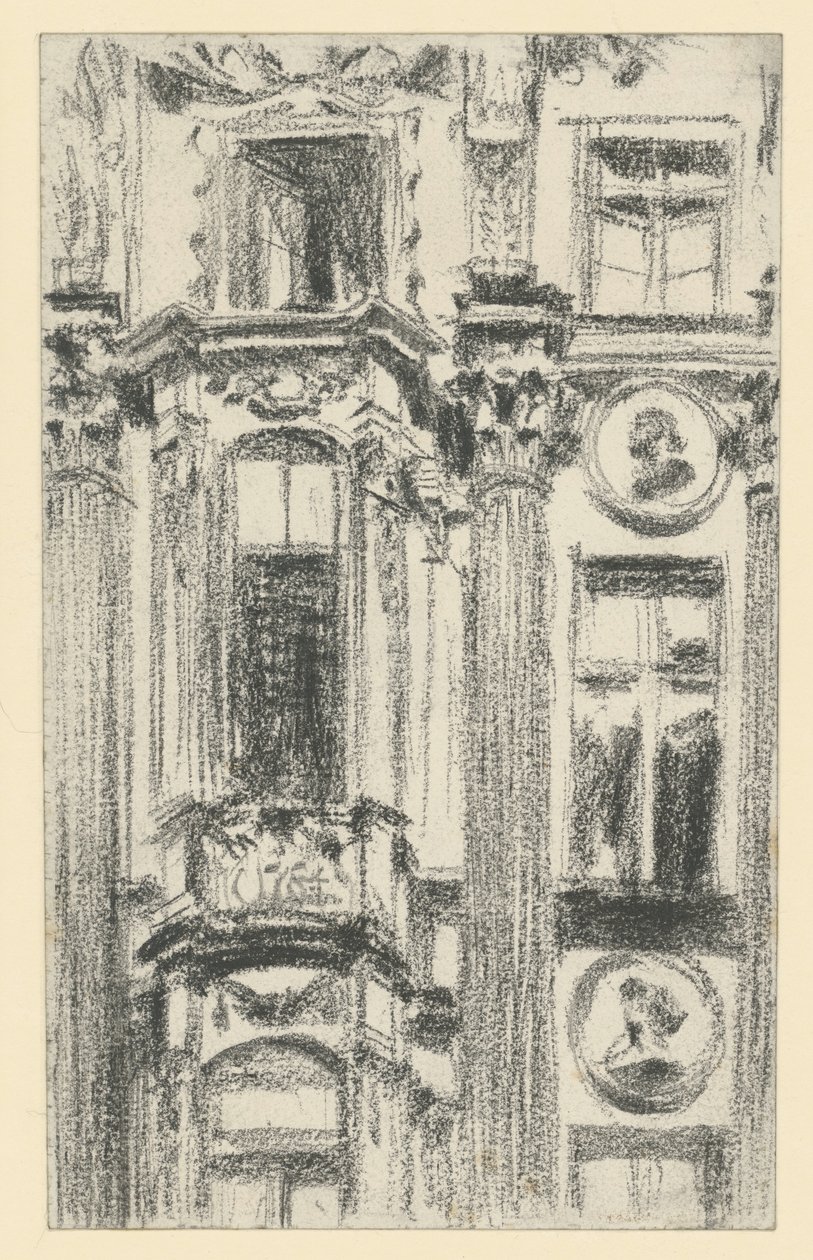 Yksityiskohta Dresdenin Palais du Saxen keskiosan ulkonemasta tekijältä Adolph Menzel