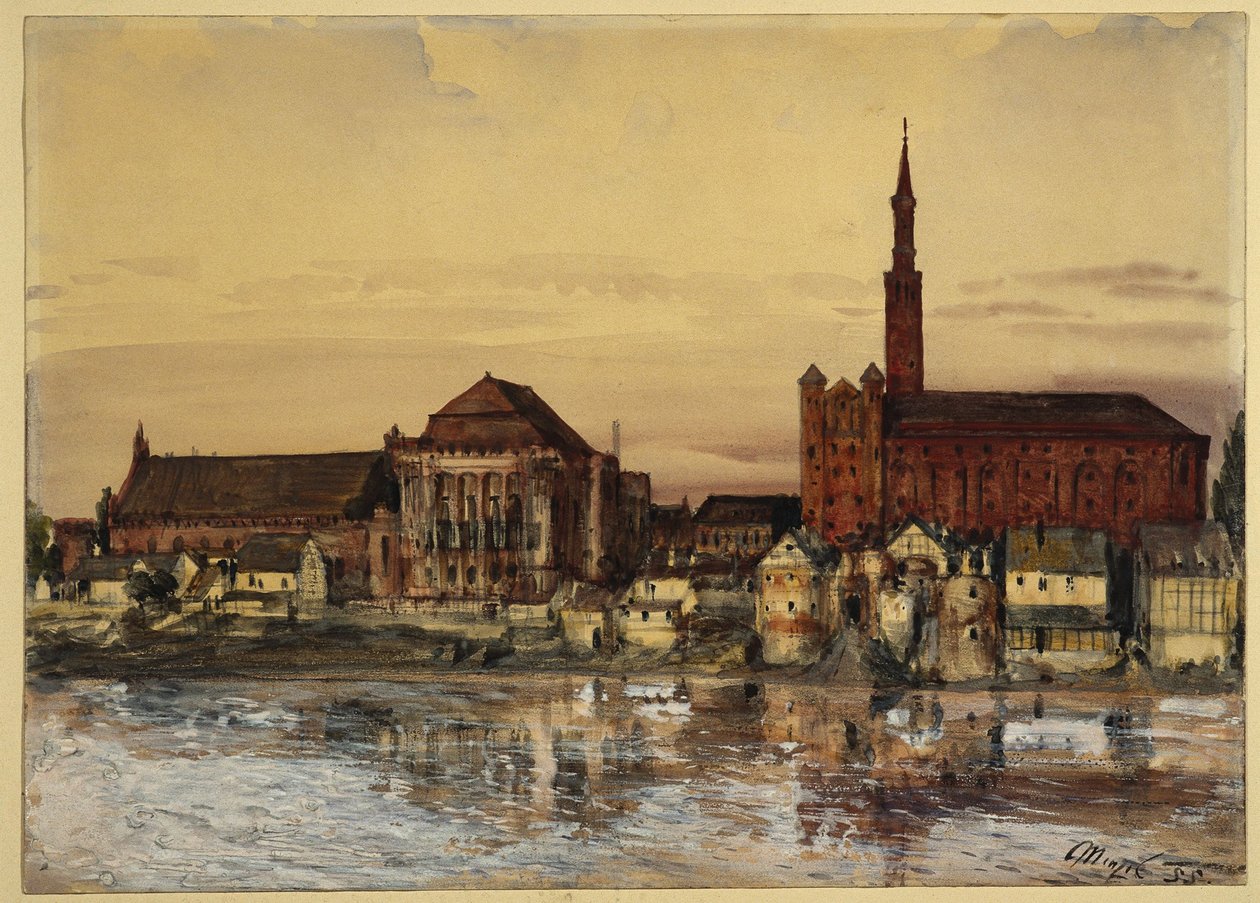 Marienburgin linna Nogatjoen rannalla tekijältä Adolph Menzel