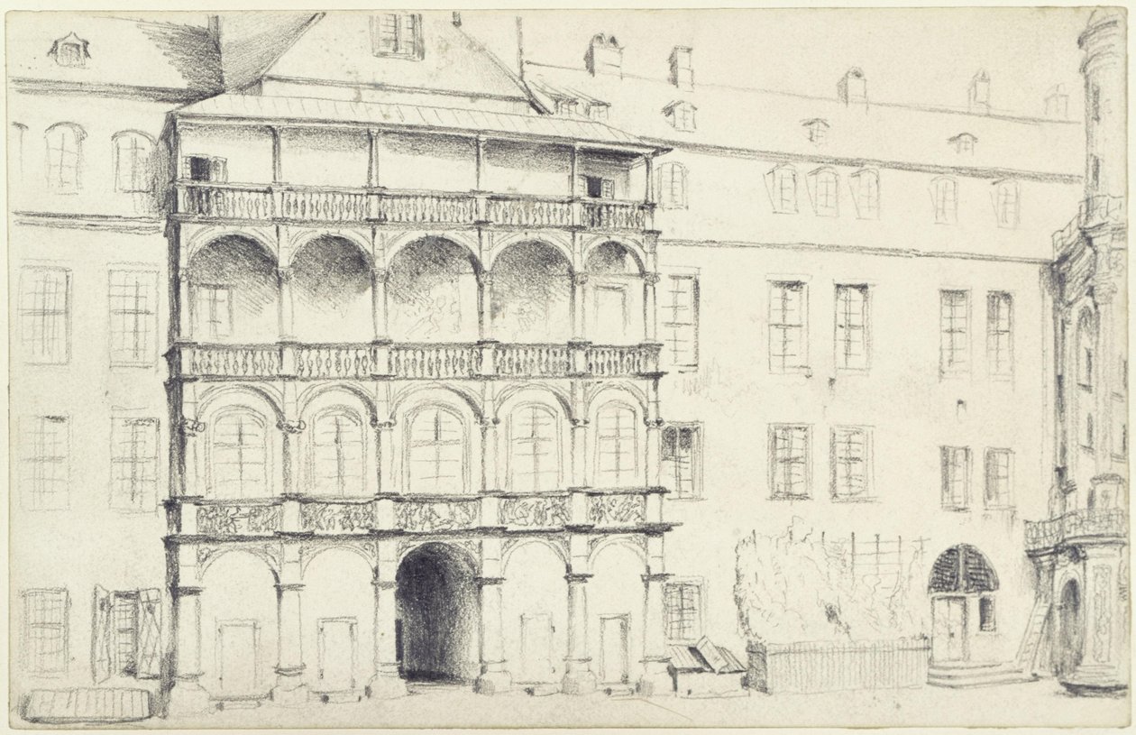 Dresdenin suuren linnanpihan pohjoissivu tekijältä Adolph Menzel