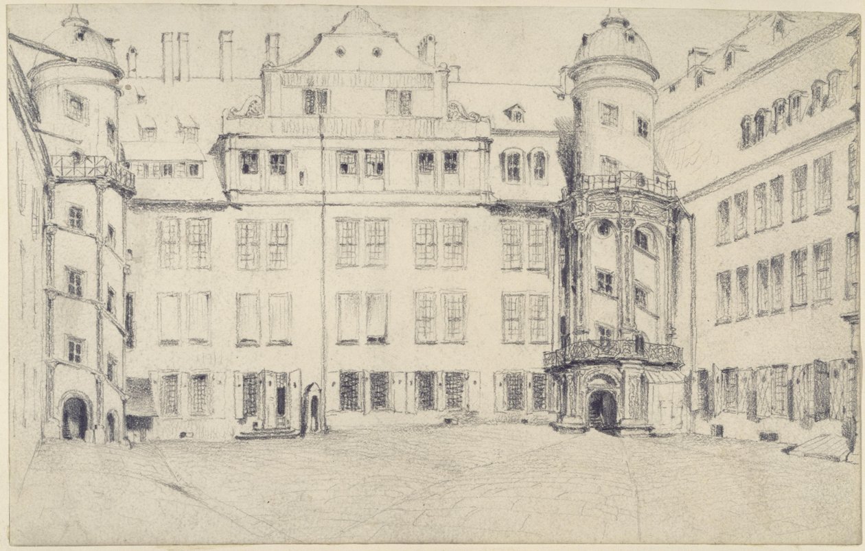 Dresdenin suuren linnanpihan länsisivu tekijältä Adolph Menzel