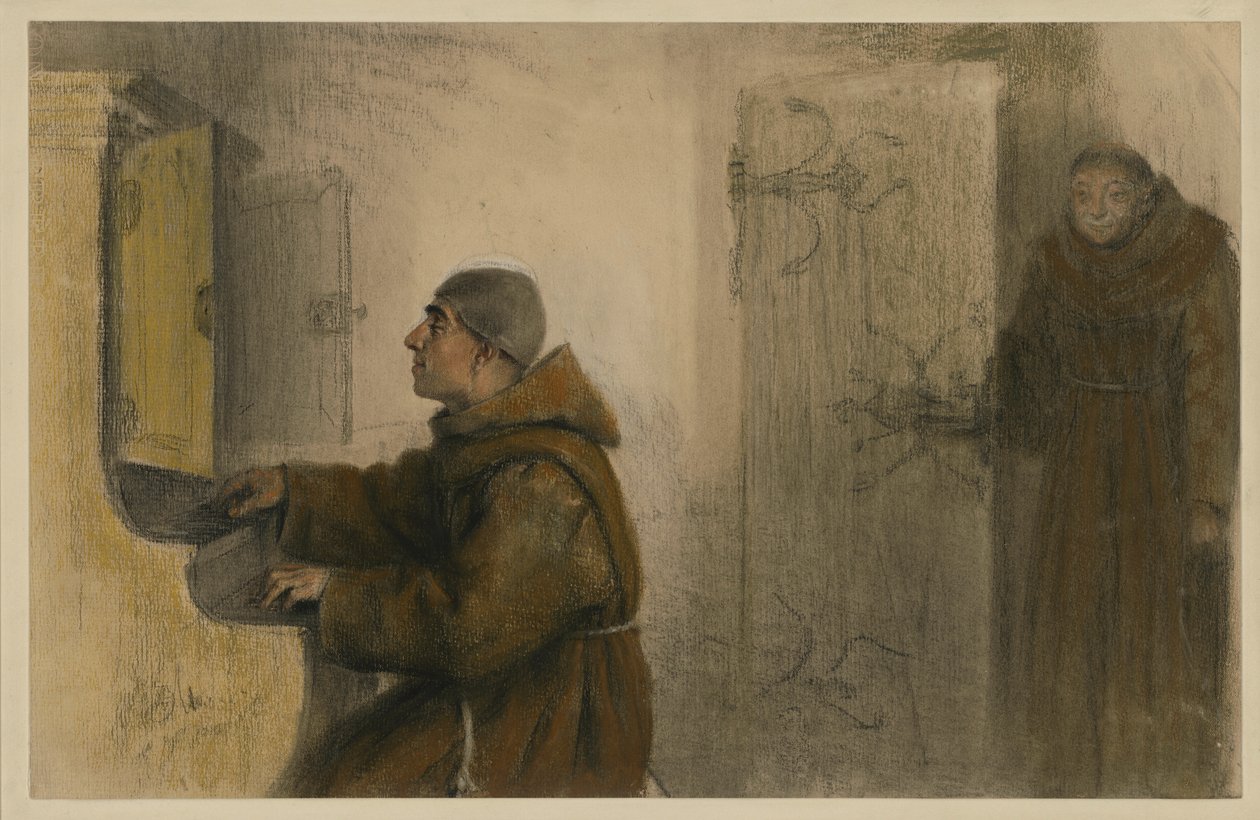 Sokea munkki soittaa urkuja tekijältä Adolph Menzel