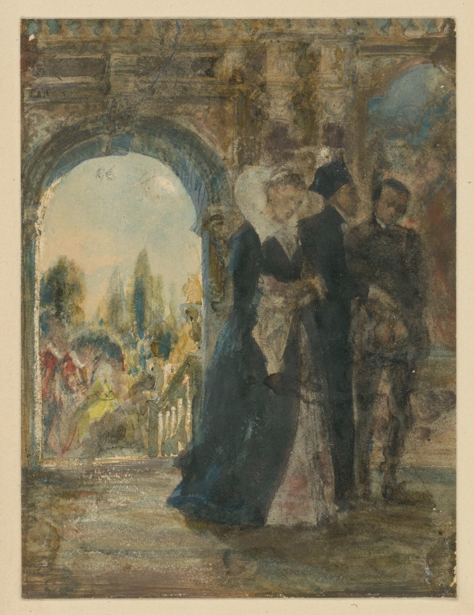 Perheneuvosto. Luonnos tekijältä Adolph Menzel