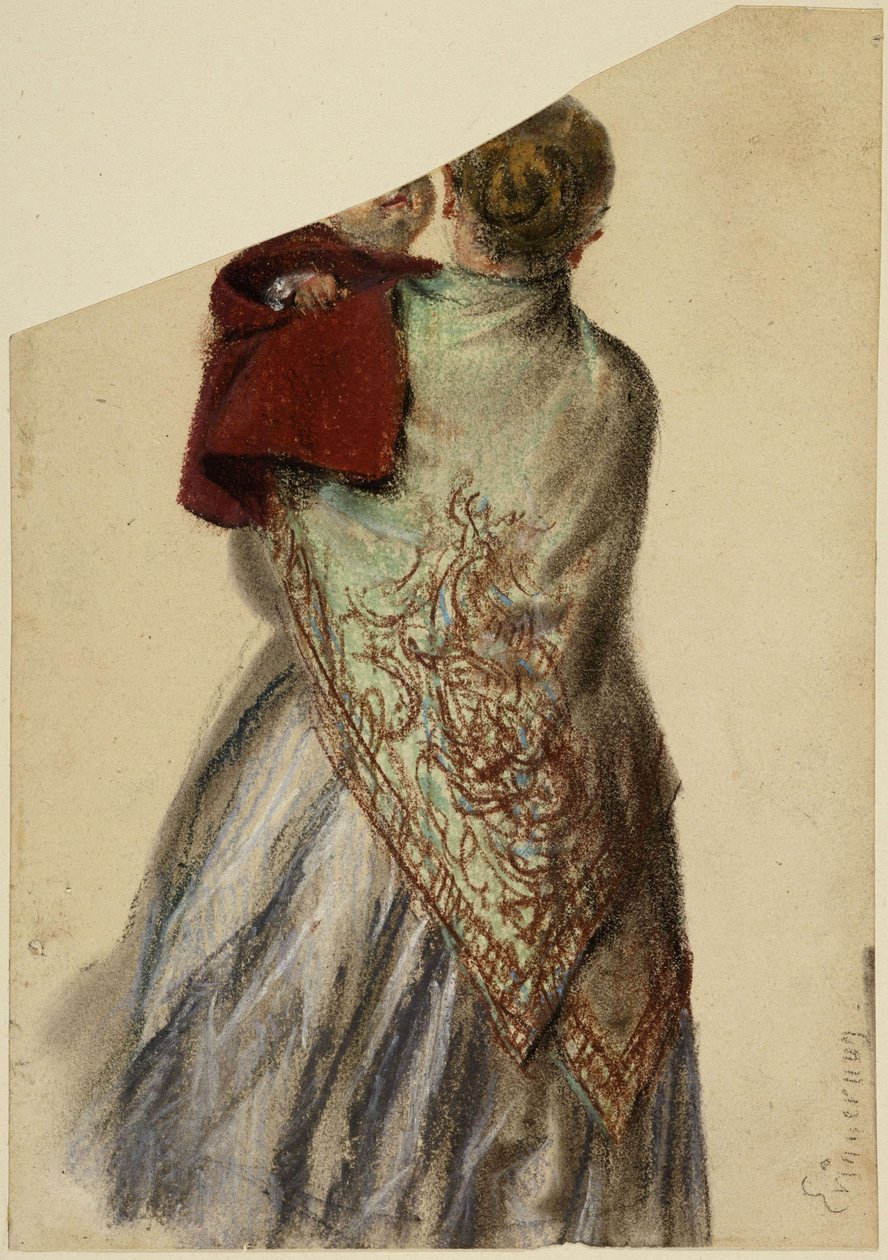 Nainen, jolla on pieni lapsi sylissä tekijältä Adolph Menzel