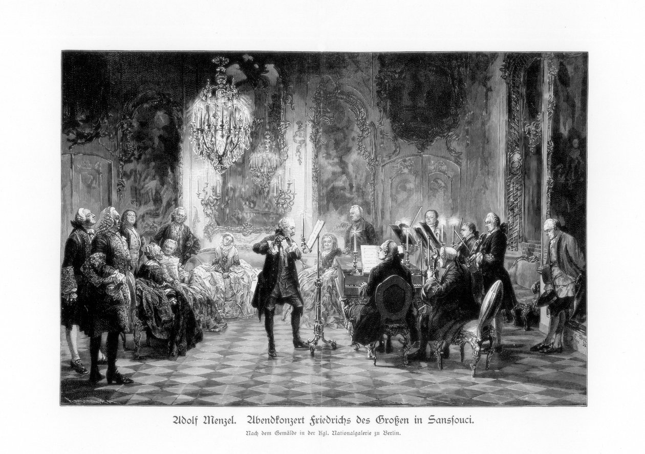 Fredrickin suuri konsertti Sanssoucissa, 1852, 1900. tekijältä Adolph Menzel