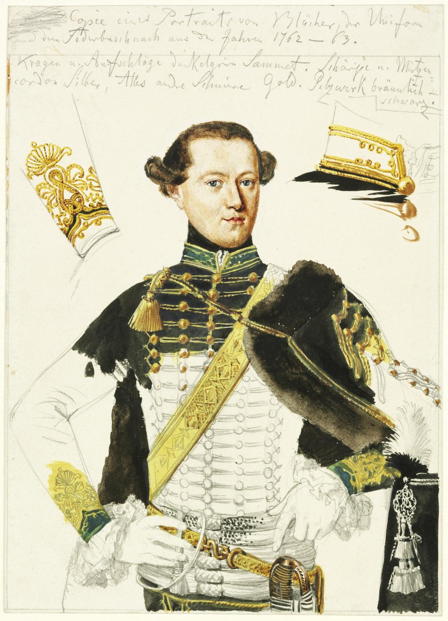 Gebhard Leberecht von Blücher. Luonnos maalauksen pohjalta tekijältä Adolph Menzel