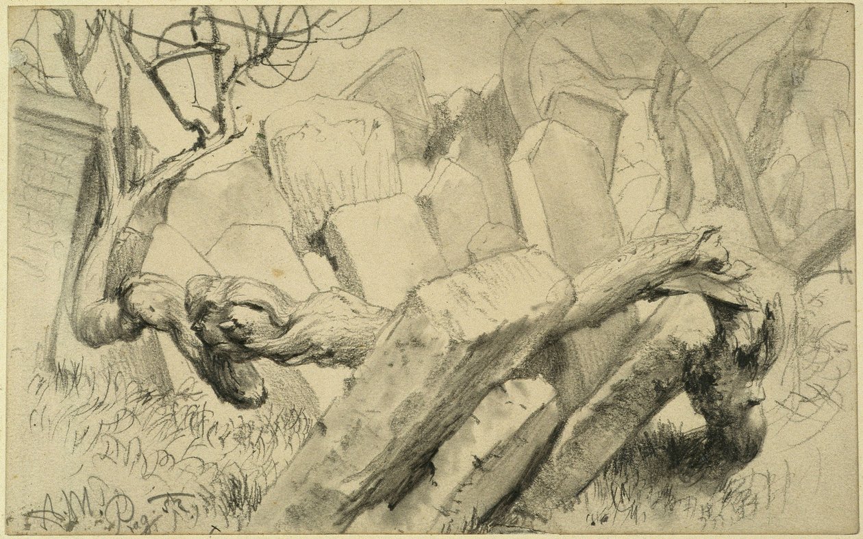 Hautakivet Prahan juutalaisella hautausmaalla tekijältä Adolph Menzel