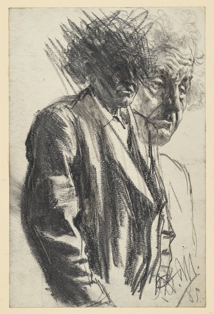 Vanhan miehen puolikuva (pää hylätty), kasvot toistuvat tekijältä Adolph Menzel