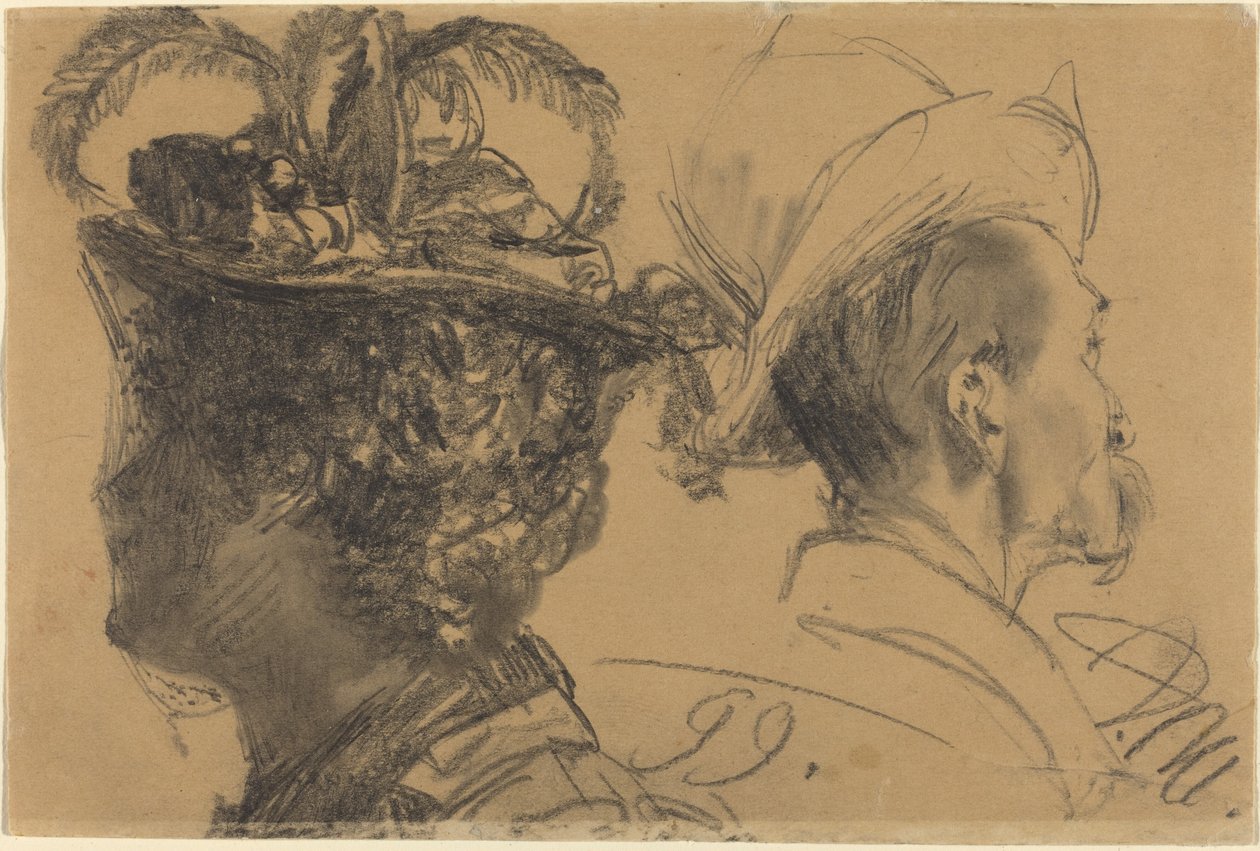 Miehen ja naisen päät tekijältä Adolph Menzel
