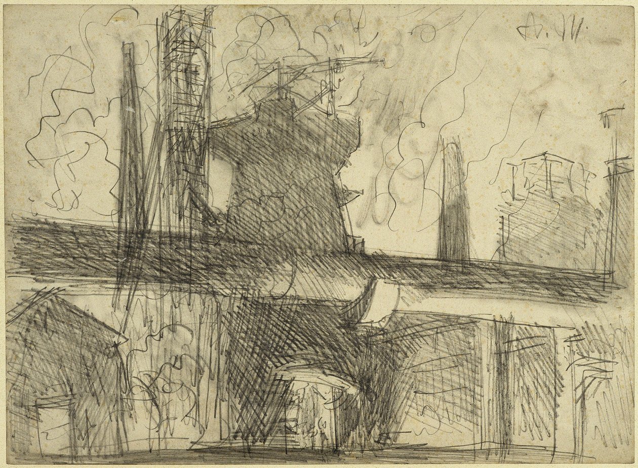 Masuuni, savupiiput, putkisto Königshüttessä tekijältä Adolph Menzel
