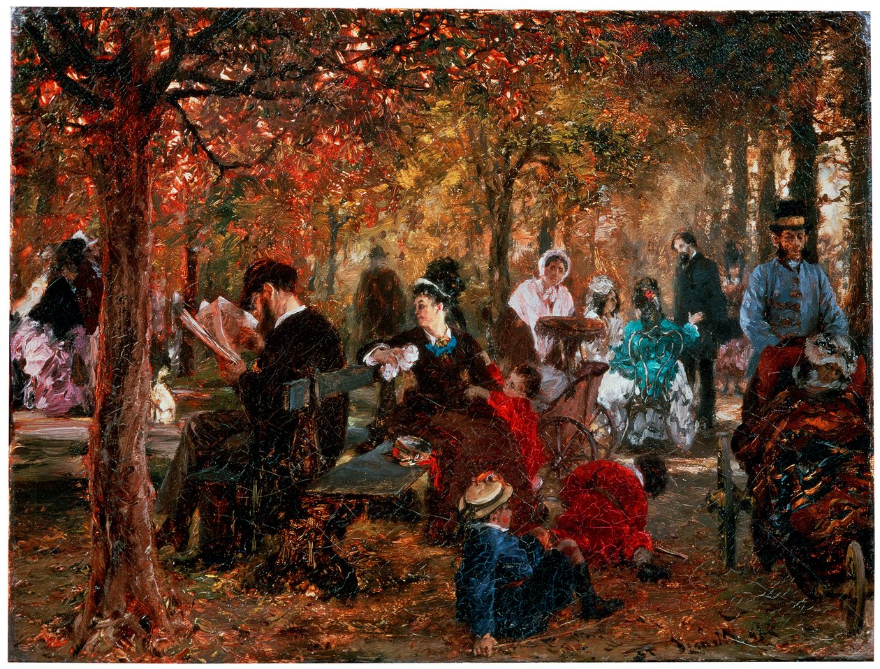 Jardin de Luxembourgissa Muisto Luxemburgin puistosta, 1876. tekijältä Adolph Menzel
