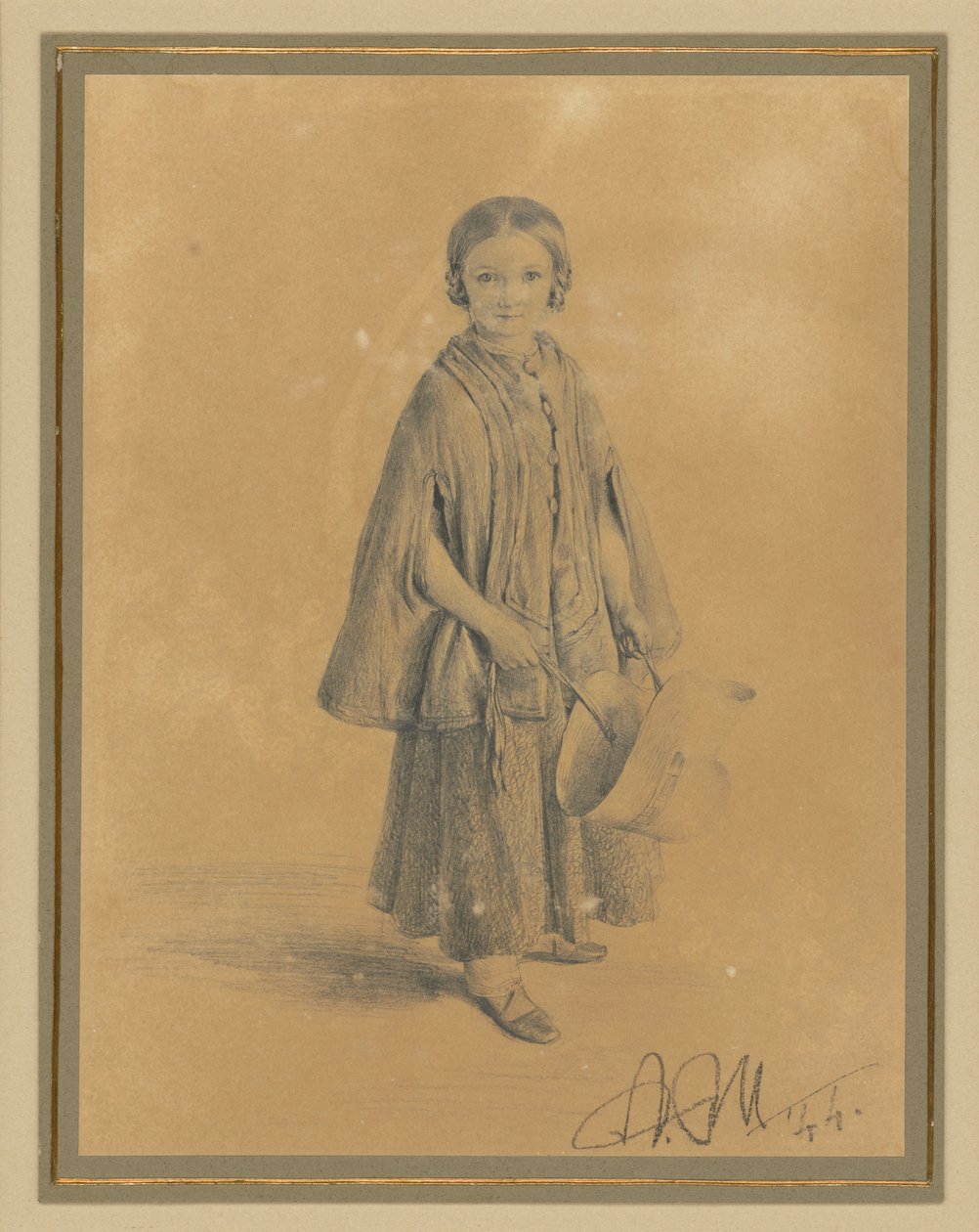 Constanze Belingin, o.s. Martini, lapsuudenmuotokuva. Piirituomari Carl Martinin ja hänen vaimonsa Pauline Martinin tytär tekijältä Adolph Menzel