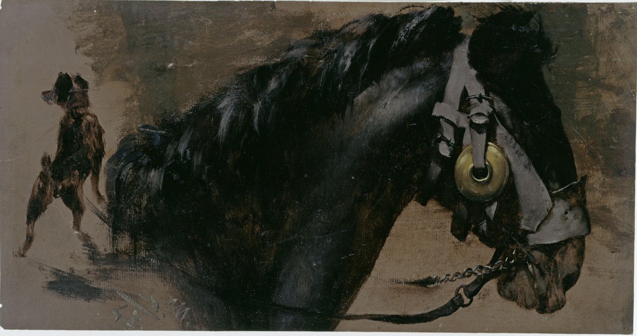 Hevosen pää ja koira tekijältä Adolph Menzel