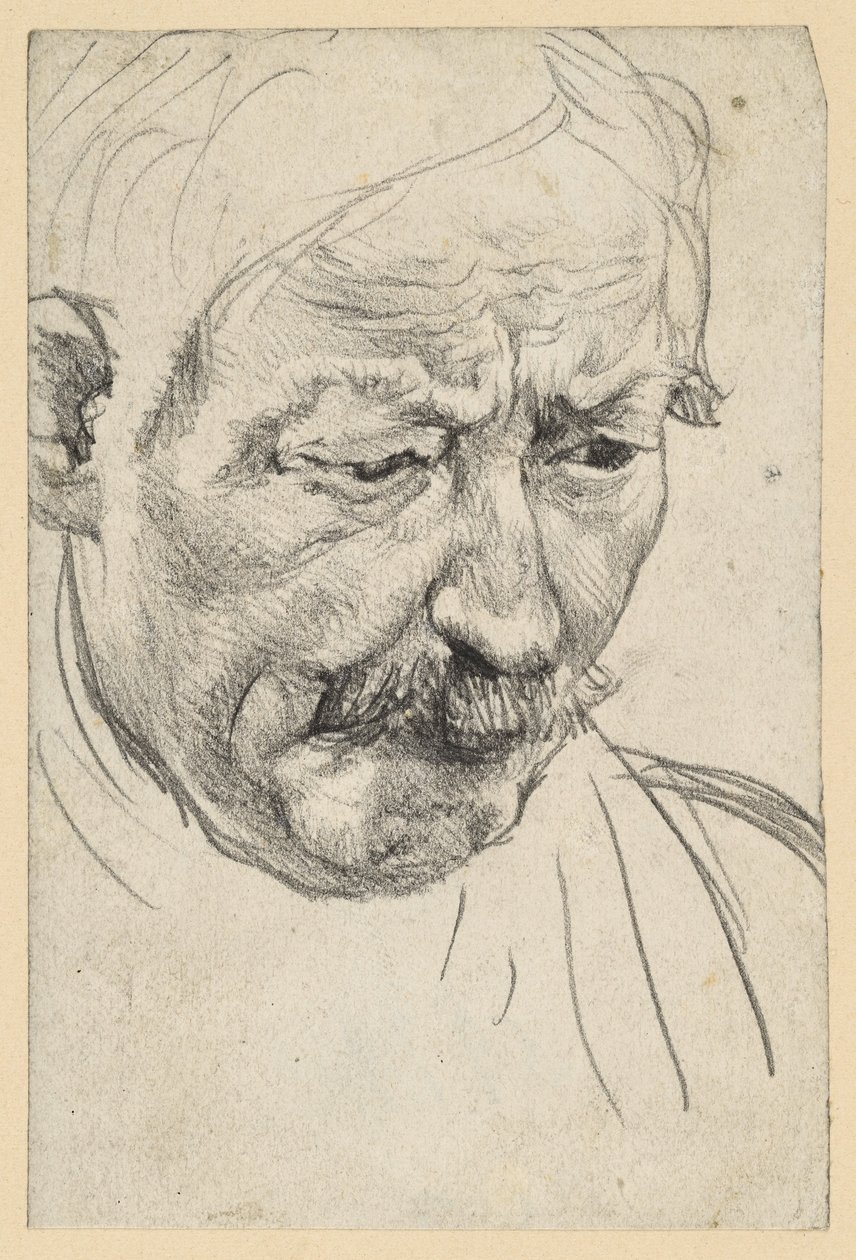Viiksekkään vanhemman miehen pää tekijältä Adolph Menzel