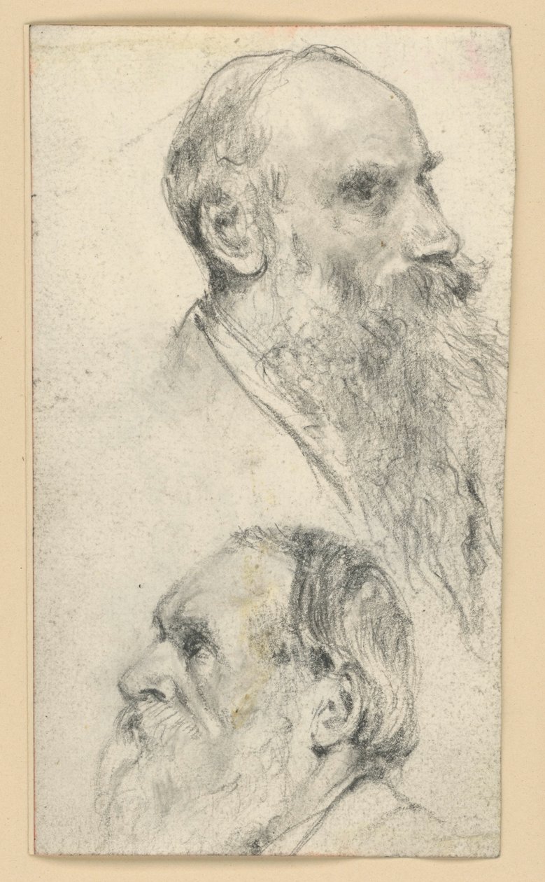 Vanhemman, parrakkaan miehen pää kääntyy oikealle ja vasemmalle tekijältä Adolph Menzel