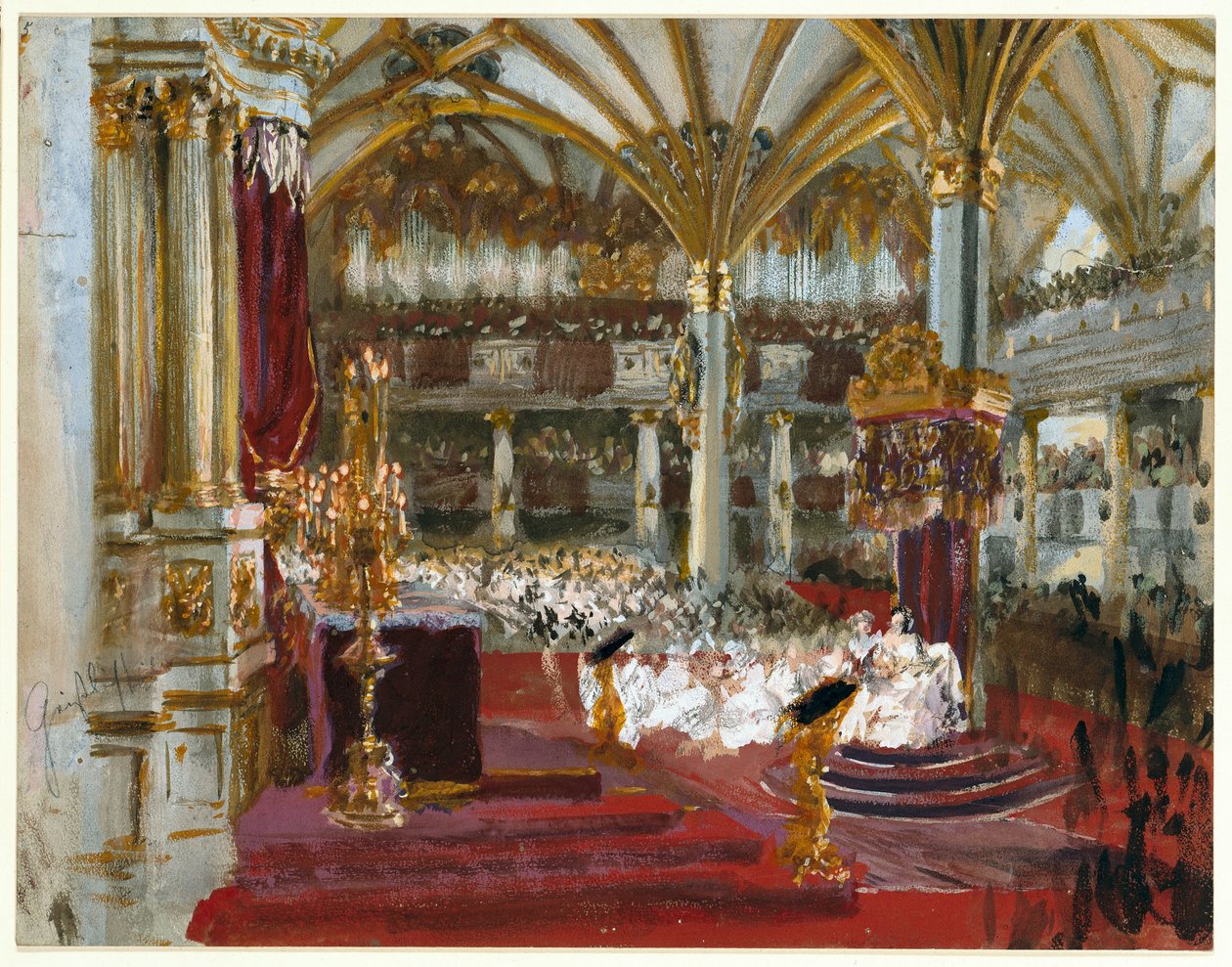 Vilhelm I:n kruunajaiset Königsbergin linnankirkossa 1861 tekijältä Adolph Menzel