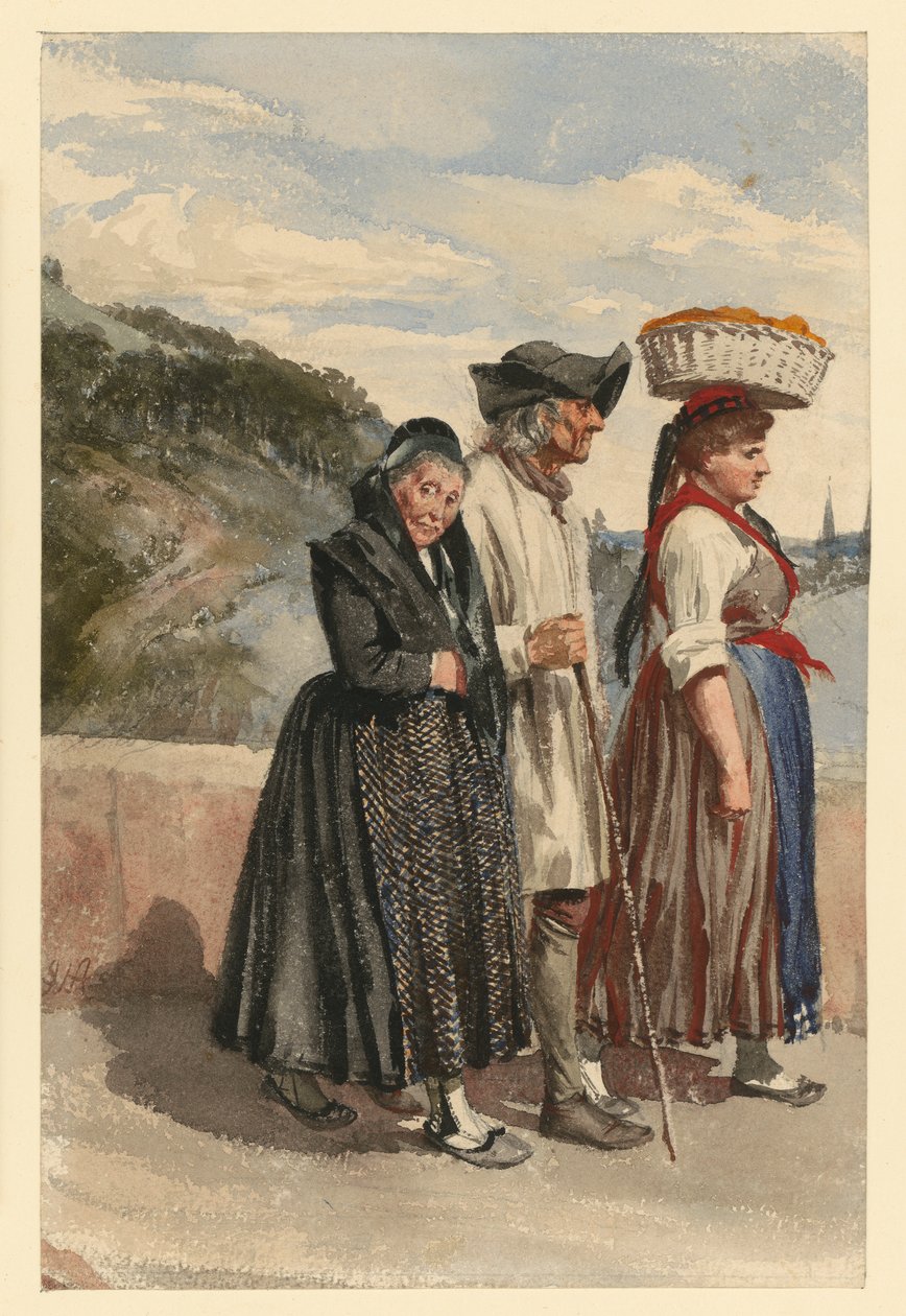 Marburgilaisia talonpoikia Lahnin sillalla tekijältä Adolph Menzel