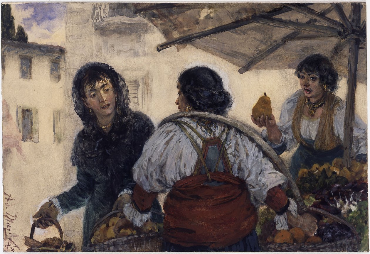 Markkinanäkymä Veronassa tekijältä Adolph Menzel