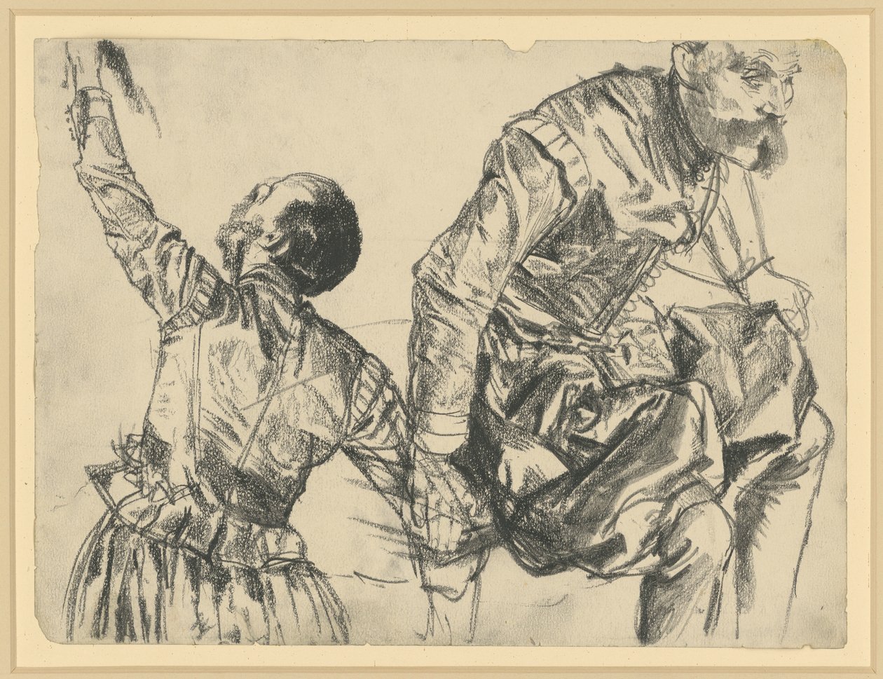 Malli, joka esittää Saksin vaaliruhtinas Johann Georg I:n juhlapukua kahdesta näkökulmasta, Historiallinen museo, Dresden tekijältä Adolph Menzel