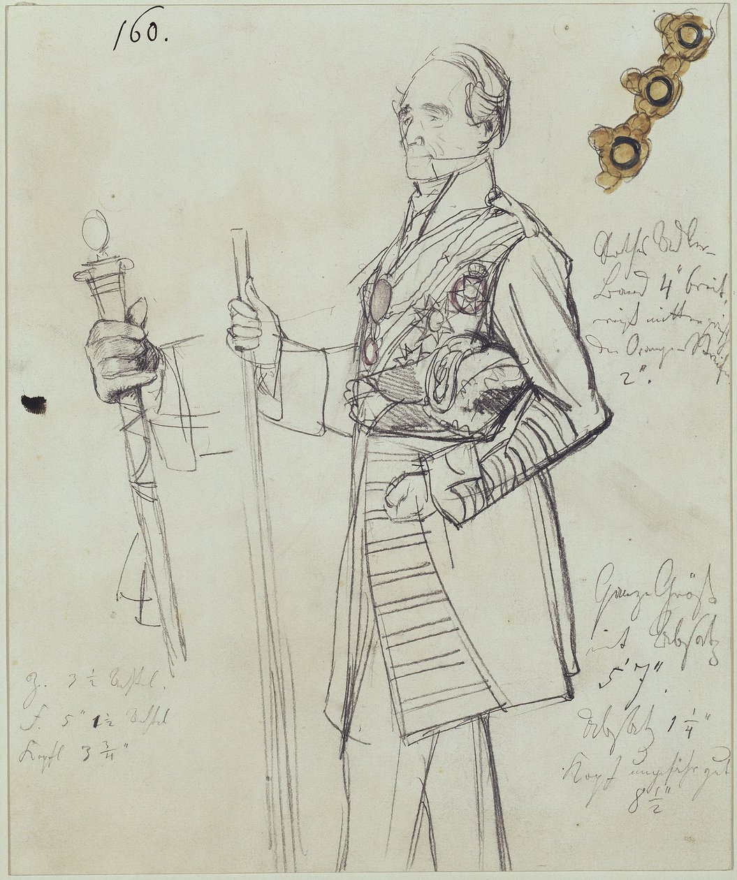 Yliseremoniamestari kreivi Rudolf Stillfried-Alcantara. Tutkielma maalausta "Vilhelm I:n kruunaus Königsbergissä" varten tekijältä Adolph Menzel