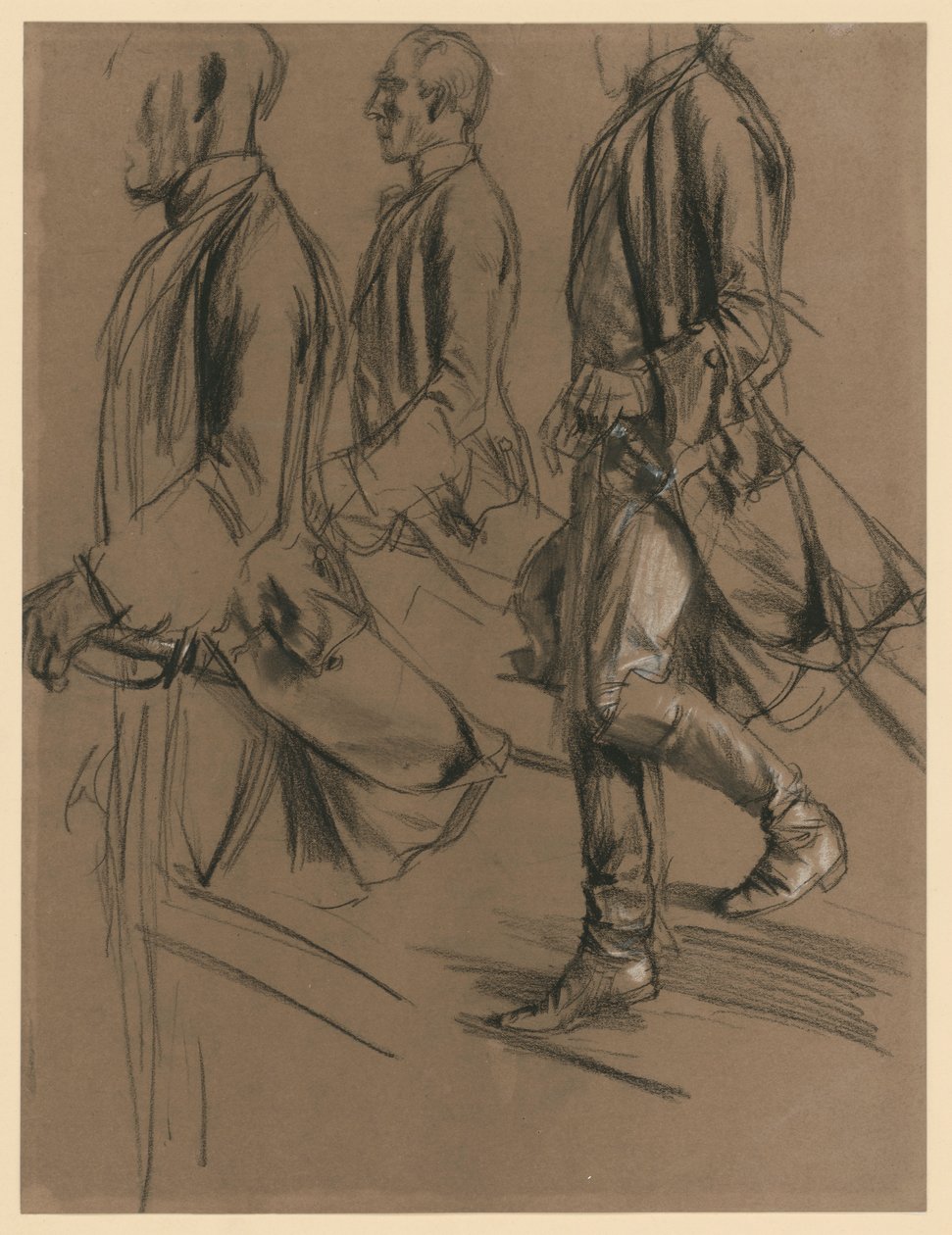 Fredrik II:n seurueeseen kuulunut upseeri. Malliluonnos teokseen ”Fredrik II:n ja Joosef II:n tapaaminen Neissessä” tekijältä Adolph Menzel