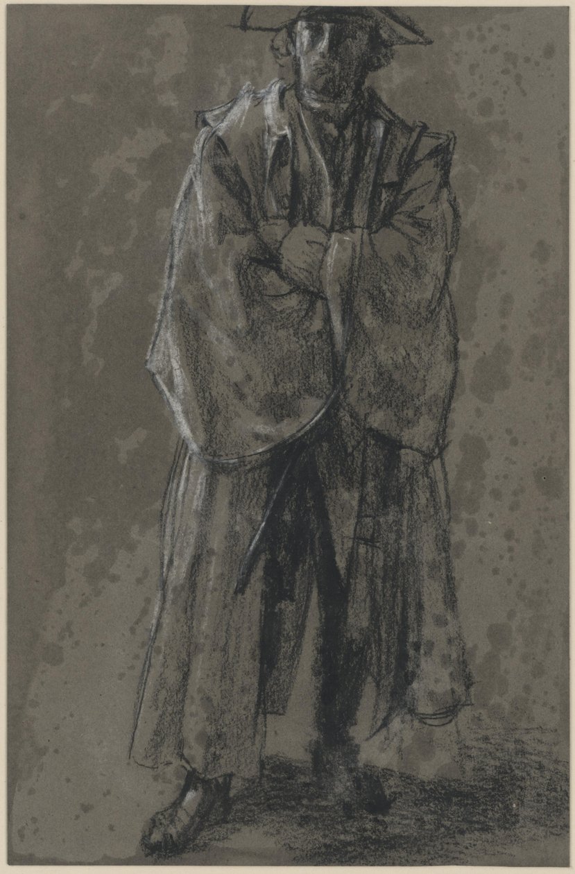 Upseeri, jolla on takki ja hattu (asento-tutkimus: Moritz von Anhalt-Dessau) tekijältä Adolph Menzel