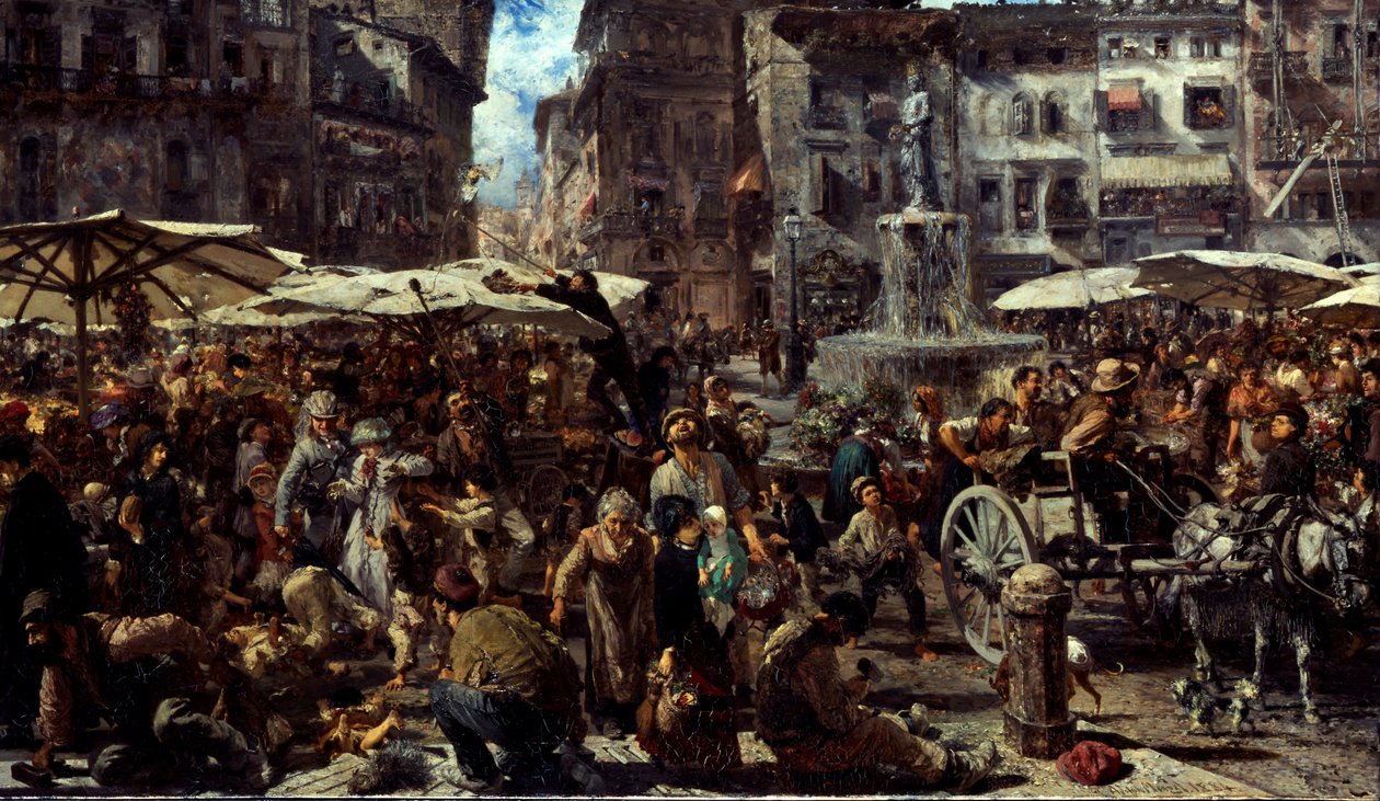 Piazza dErbe Veronassa, 1884 tekijältä Adolph Menzel