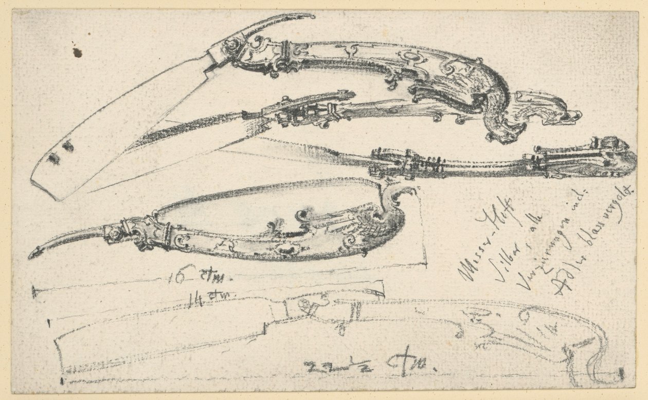 Partaveitsi, mahdollisesti Saksin kurfürsti Johann Georg I:n metsästys- ja työpöydältä, Historiallinen museo, Dresden tekijältä Adolph Menzel