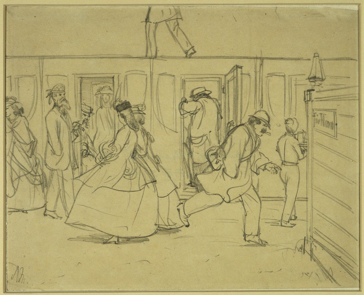 Matkustajia rautatieasemalla ("Miehille") tekijältä Adolph Menzel