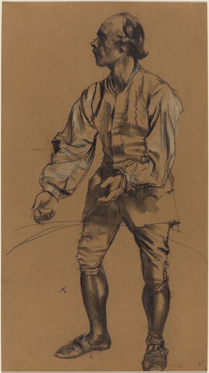 Richard Menzel poseeraa 1700-luvun asussa tekijältä Adolph Menzel