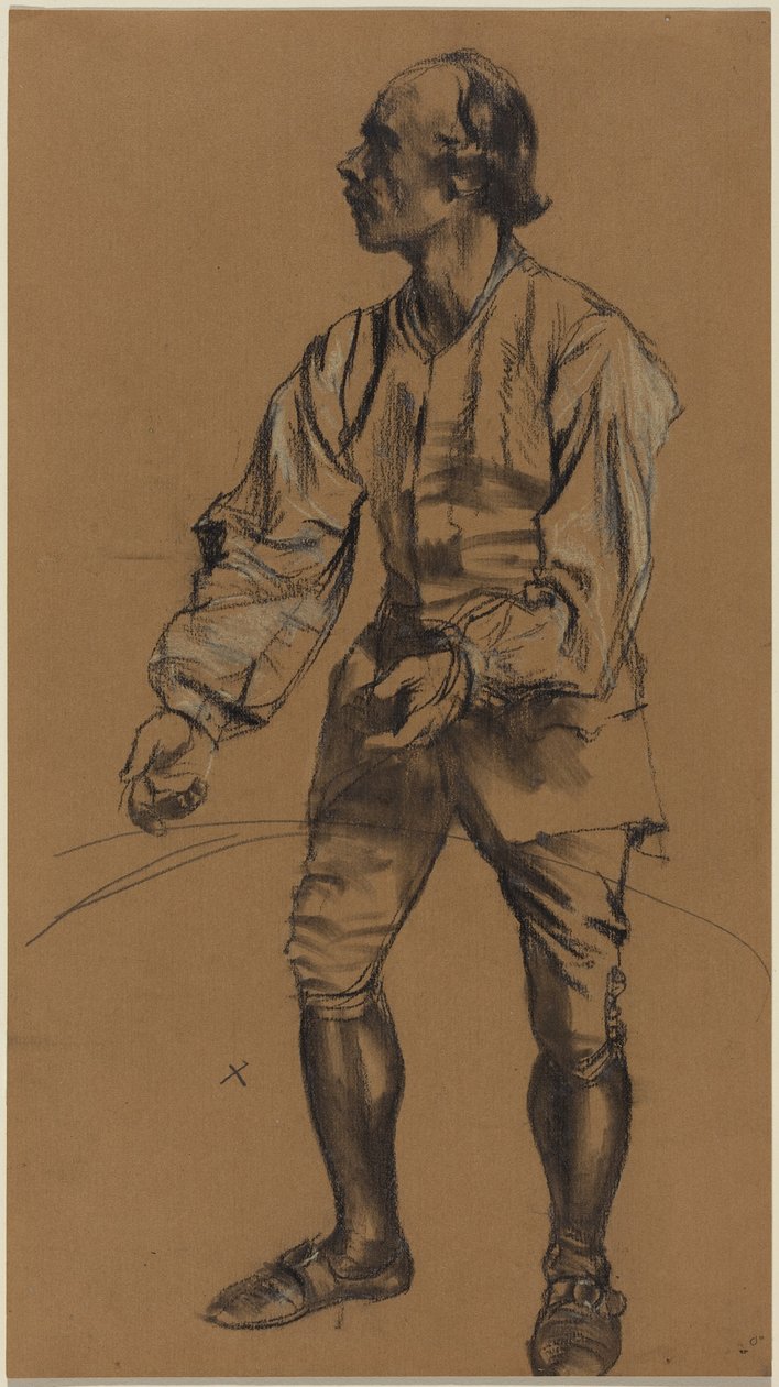 Richard Menzel poseeraa 1700-luvun asussa tekijältä Adolph Menzel