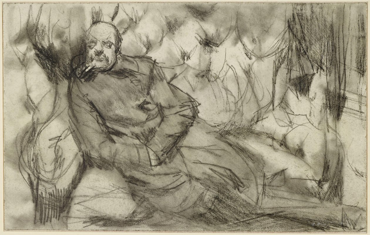 Nukkuva mies junavaunussa tekijältä Adolph Menzel