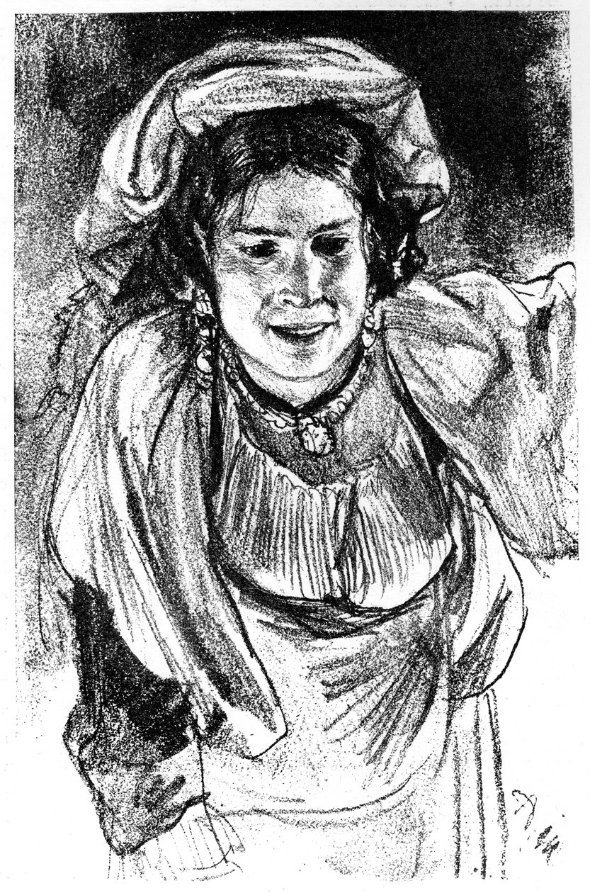 Tutkimus italialaisesta tytöstä, 1880-1882. tekijältä Adolph Menzel