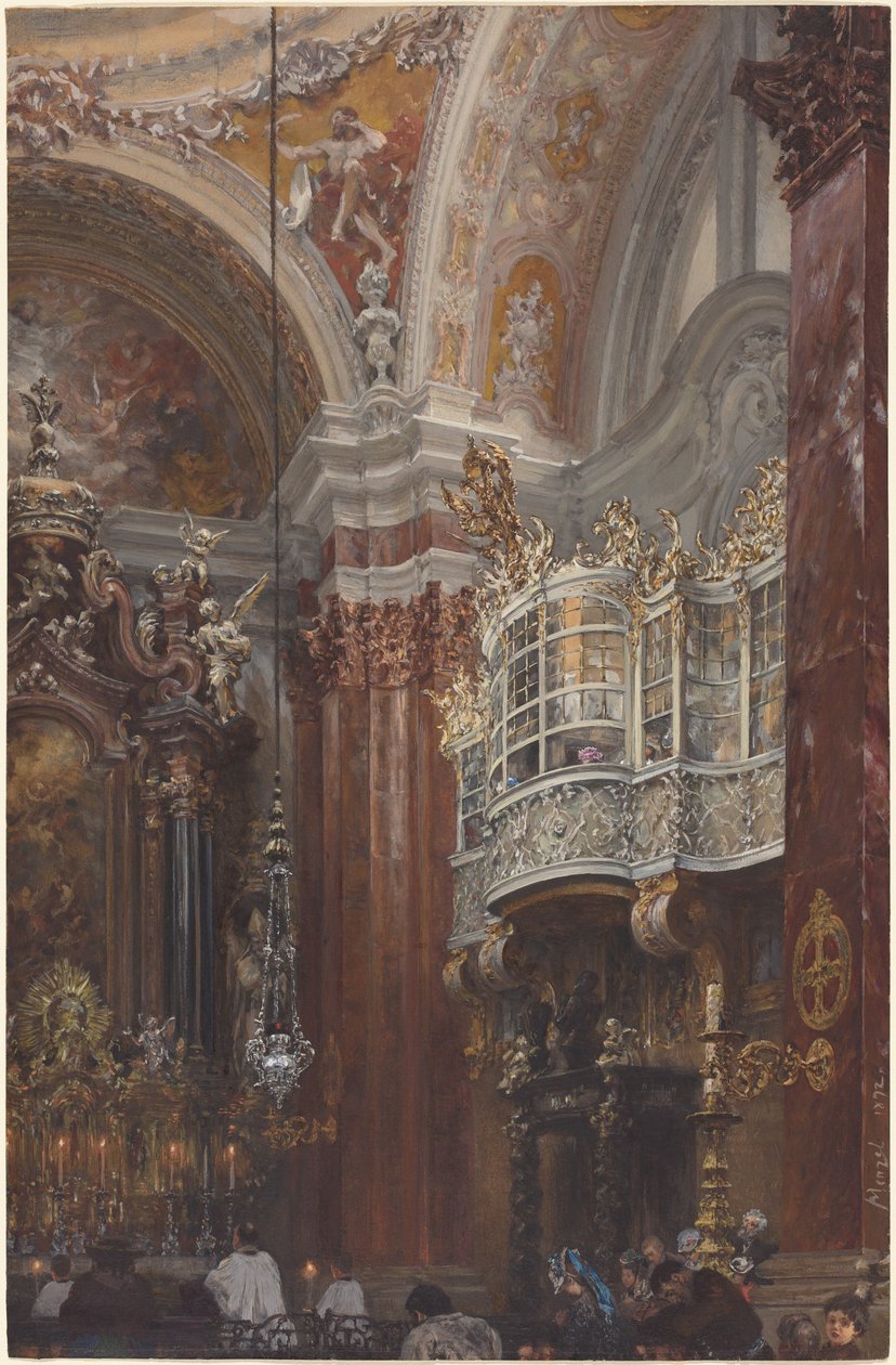 Innsbruckin Jacobskirchen sisätilat tekijältä Adolph Menzel