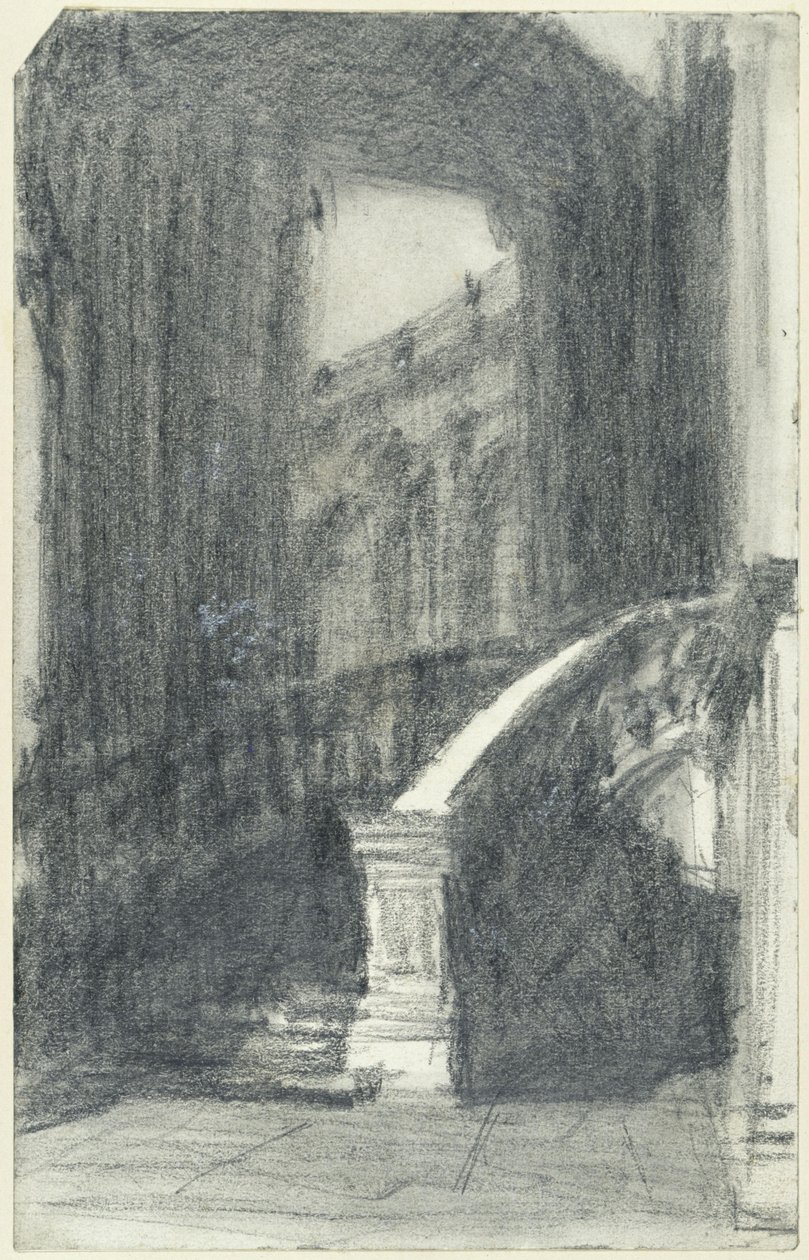 Portaat Dresdenin Zwingerin kaupunginpaviljongissa yöllä tekijältä Adolph Menzel
