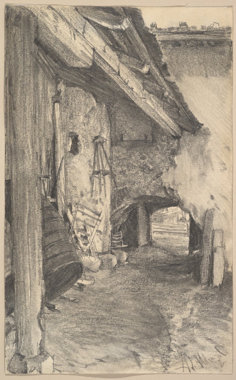 Näkymä sisäpihalle tekijältä Adolph Menzel