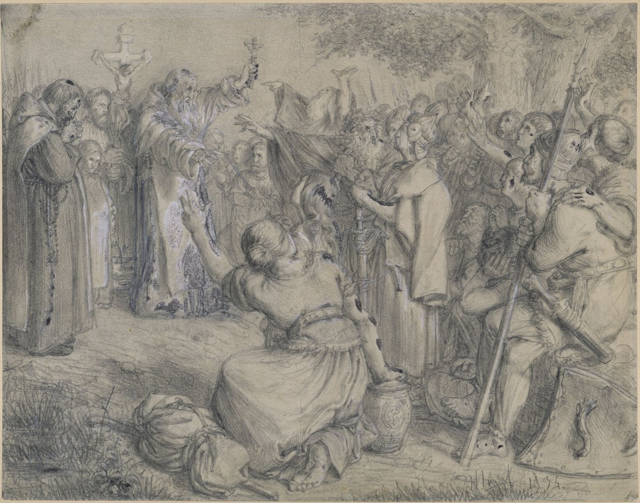 Vizelin saarnasi kristinuskoa wendeille noin vuonna 1137. Luonnos teokseen ”Muistelmia Brandenburgin ja Preussin historiasta” tekijältä Adolph Menzel